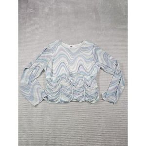 Madden NYC Shirt Womens 3X Plus Size Sheer Corset Ruched Cropped Top